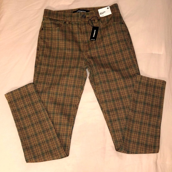 Express High Waisted Plaid Stretch Ankle Leggings - Picture 2 of 6